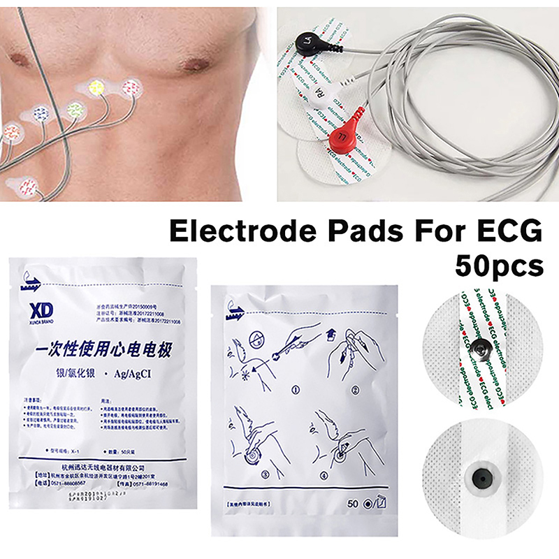 Ecg Patch Monitor - 50 Unidades/Pacote Eletrodos Adesivos Descartáveis para