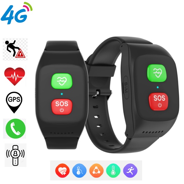 Fall Detection Watch - Relógio Inteligente 4G para Idosos com